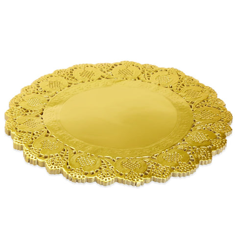 Juvale placa papel dorado lace redondo de 12 pulgadas uso rápido y limpio tras la comida