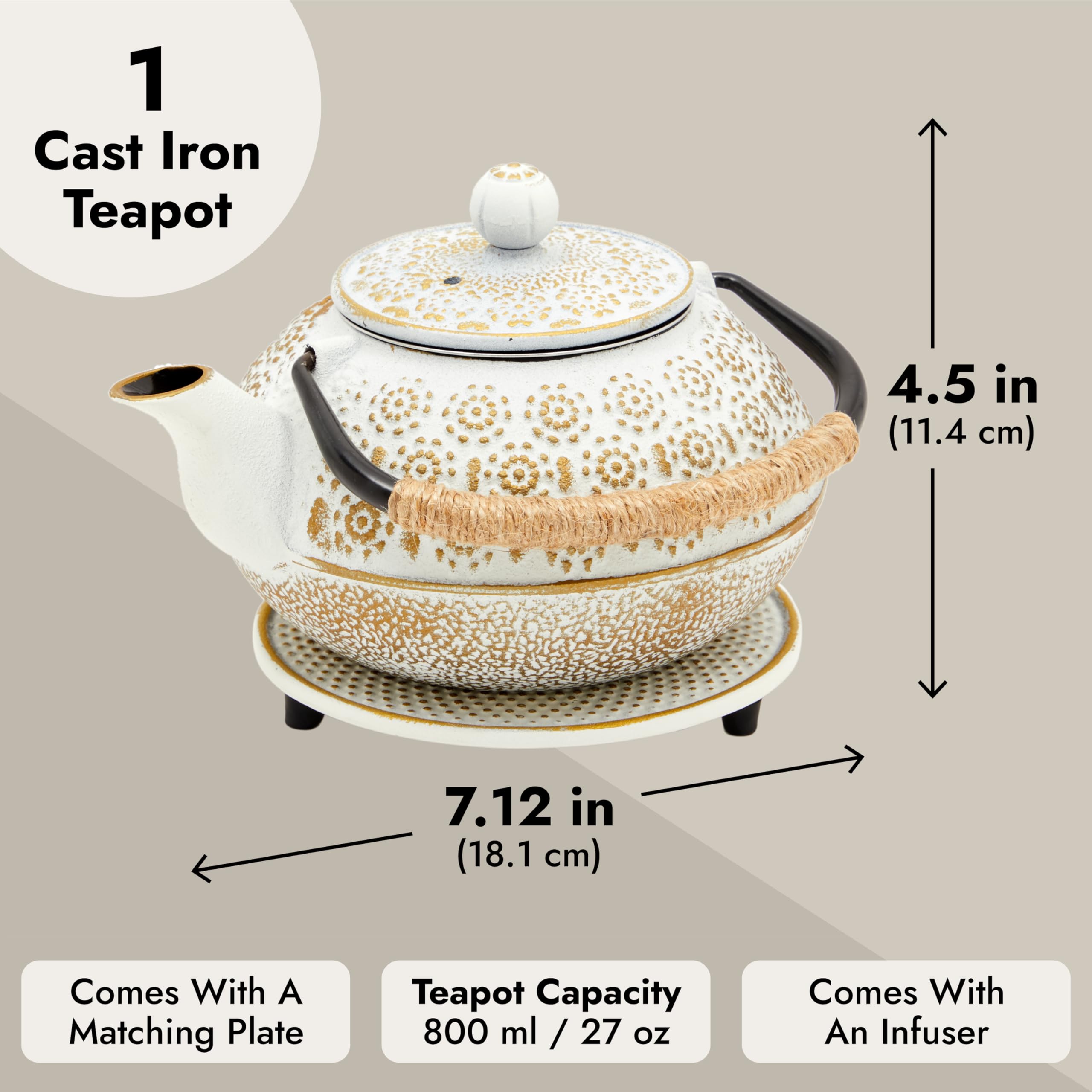 Acabado blanco de la tetera Juvale, diseño elegante para cocinas modernas.