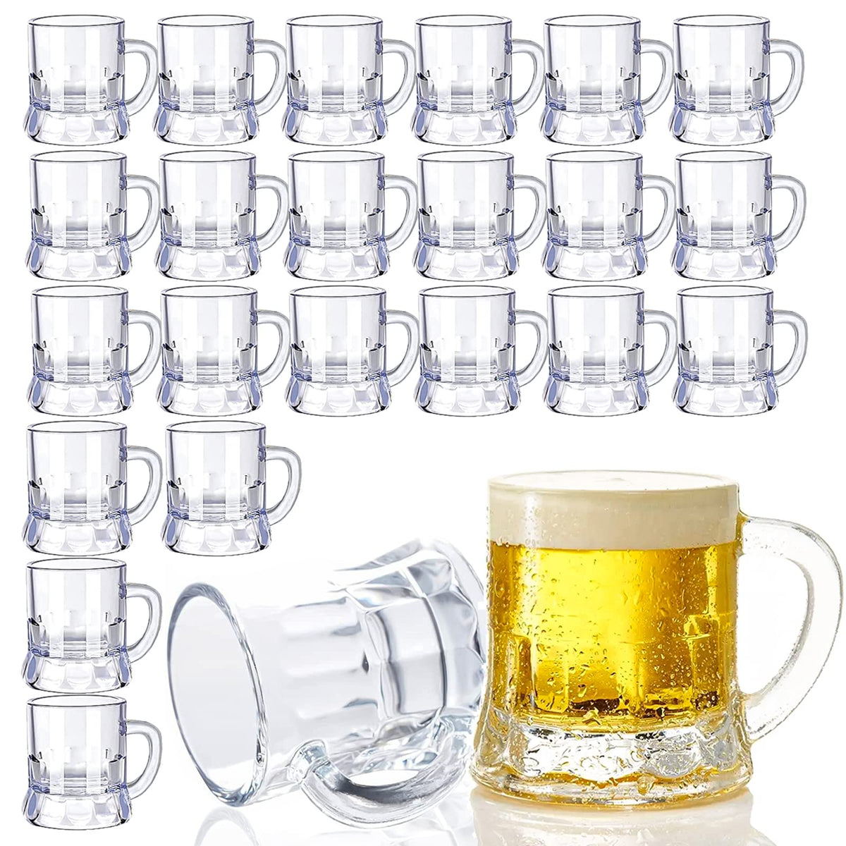 Vaso mini de cervezas JUXINGDAZYF con base pesada para mayor estabilidad en porciones de 2 oz.
