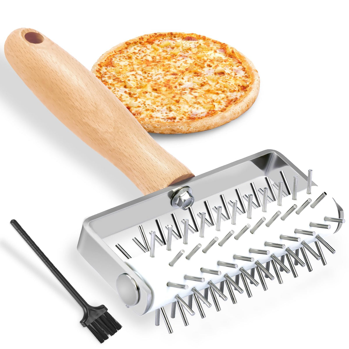 Punzonador de masa JuyVerq para pizza con agujeros uniformes para masa crujiente.