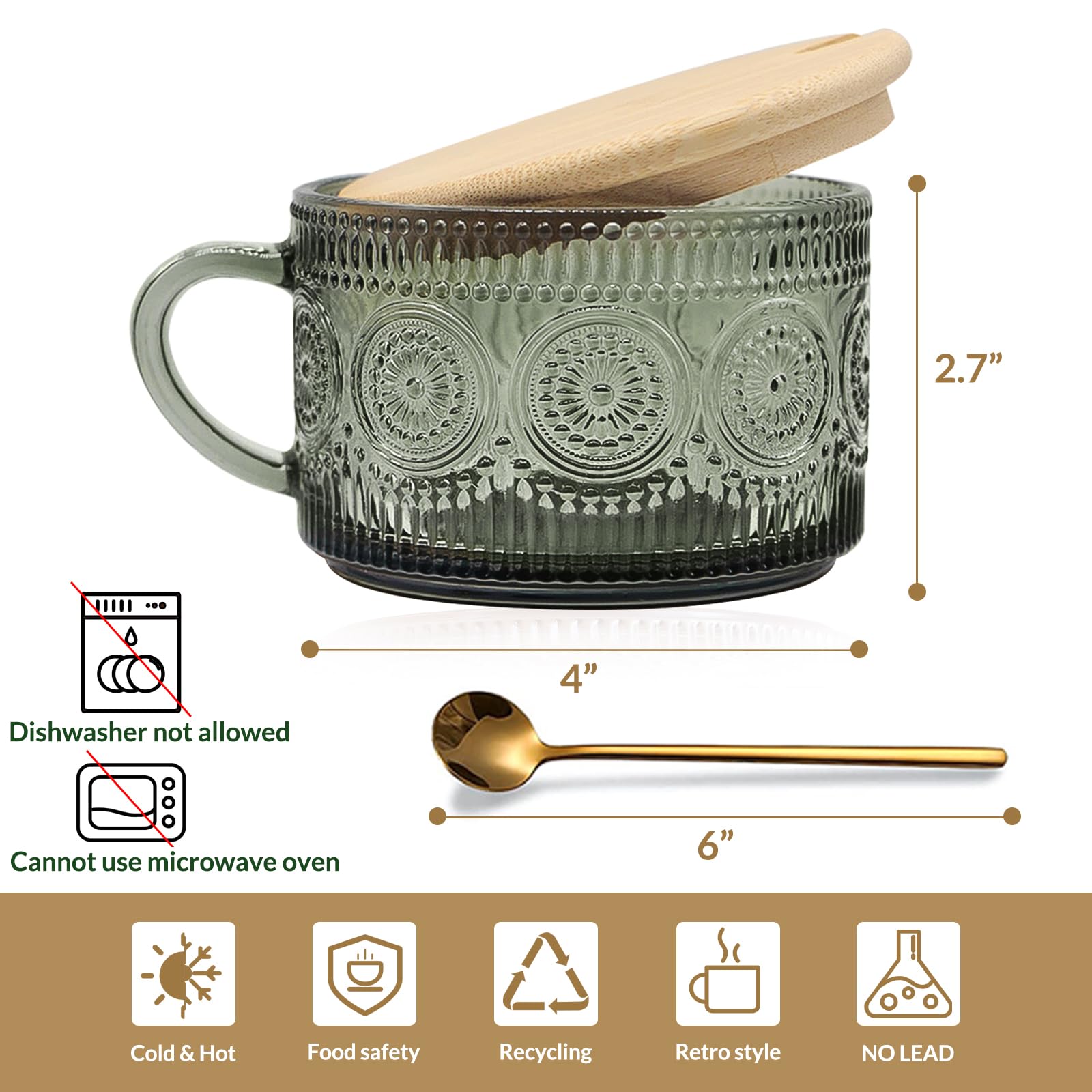 Tapas de bambú natural JVJRFQ para conservar temperatura y evitar derrames