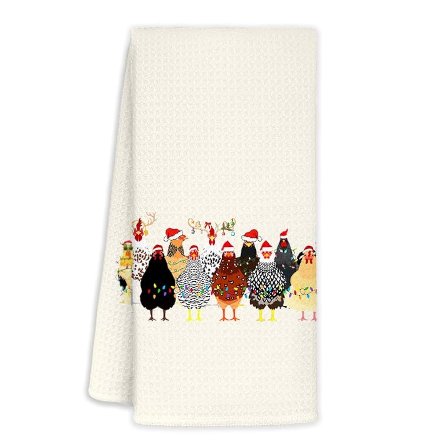 Toalla de cocina Jvpke con diseño de pollo navideño para secar platos rápidamente