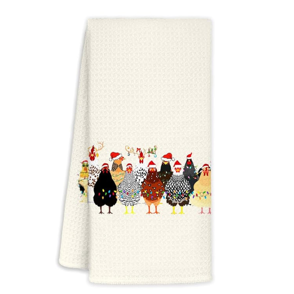 Toalla de cocina Jvpke con diseño de pollo navideño para secar platos rápidamente