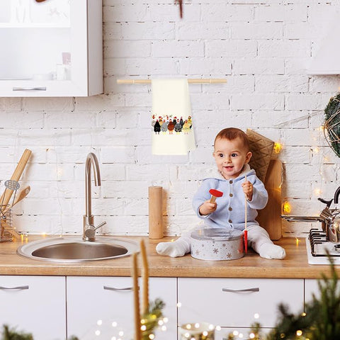 Toalla decorativa Jvpke con dibujo de pollo navideño para alegrar cocinas y barras