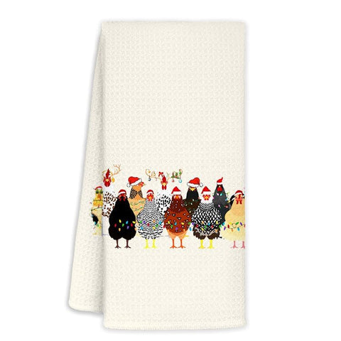 Toalla de manos Jvpke con motivo navideño de pollo, ideal para secar manos