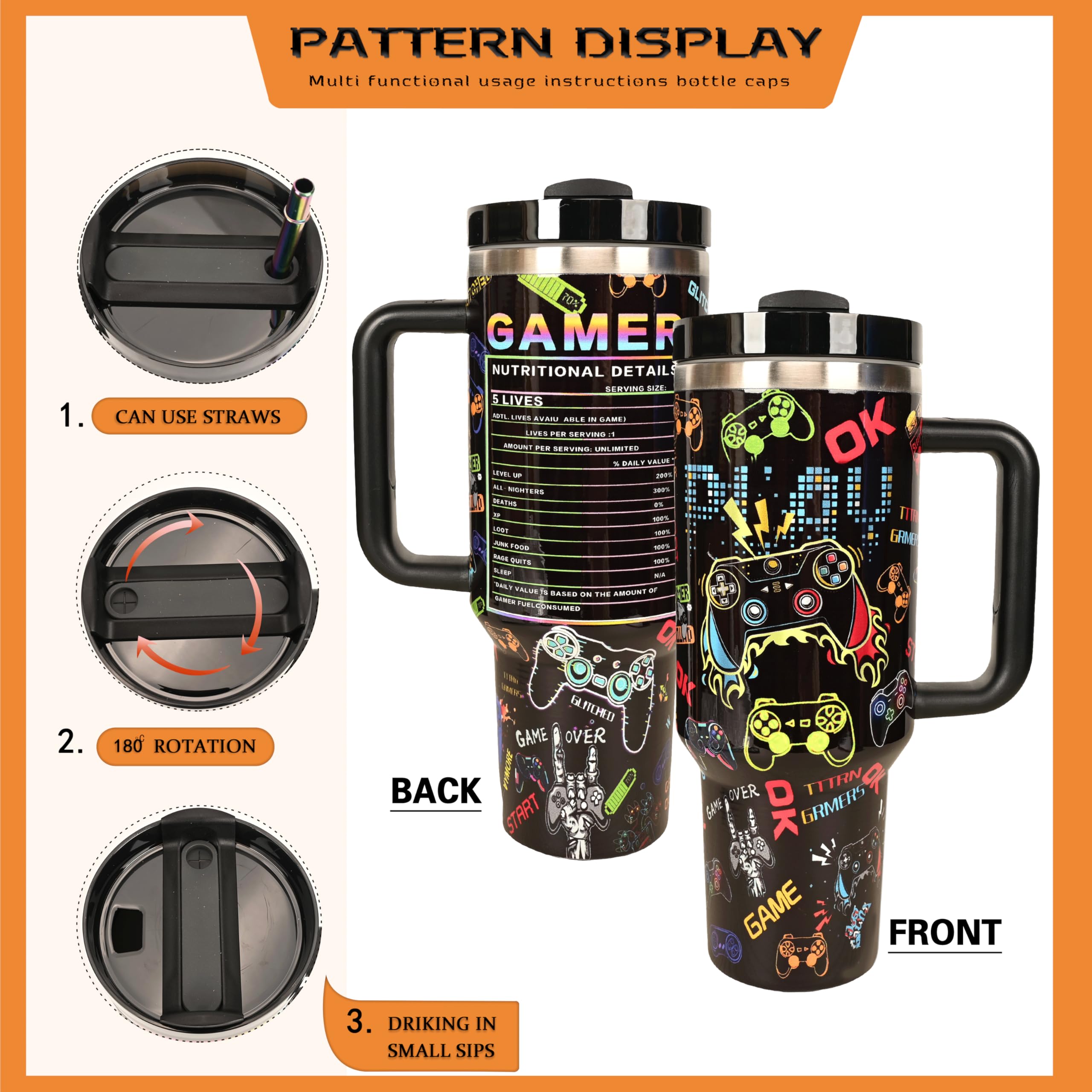 Vaso jvycjlu gamer con aislamiento doble para bebidas frías o calientes.