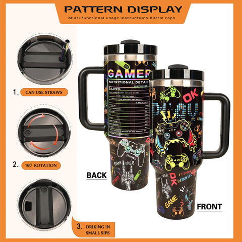 Vaso jvycjlu gamer con aislamiento doble para bebidas frías o calientes.
