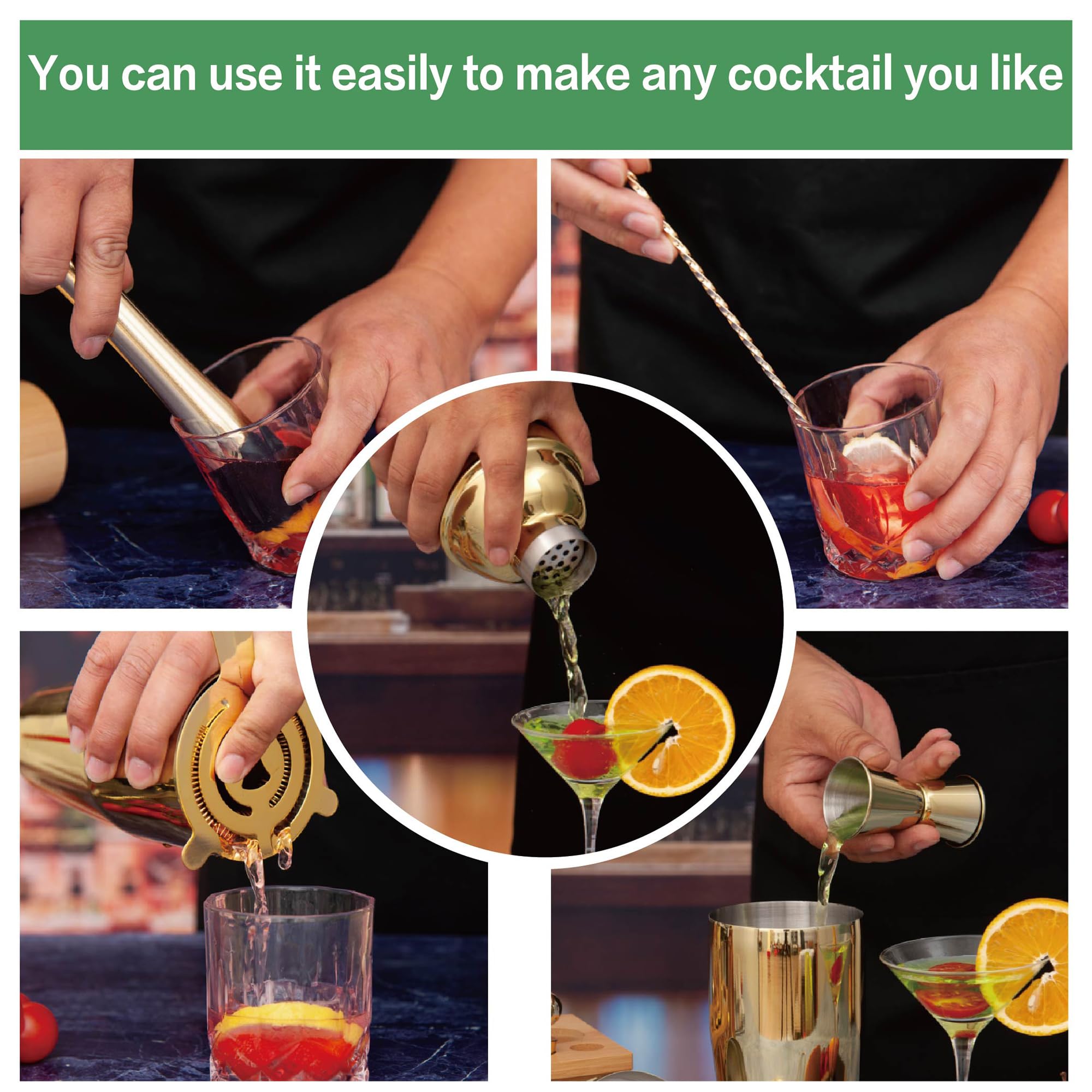 JWJIUEJIU machacador de cocteles, extrayendo aromas de hierbas.