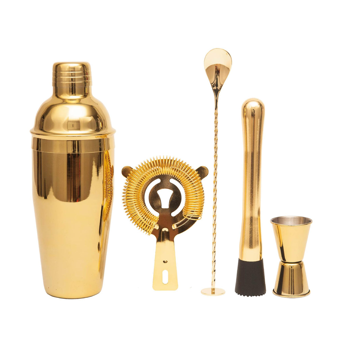 JWJIUEJIU shaker 750 ml en acero dorado, ideal para cocteles en casa.