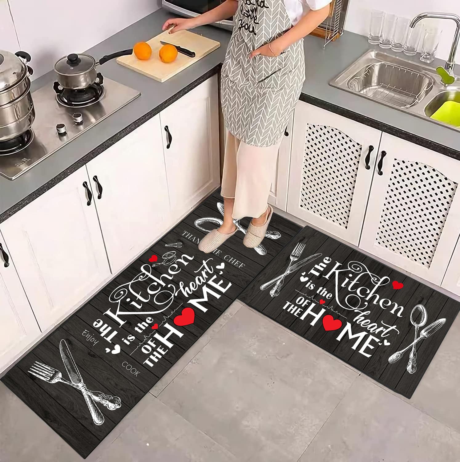 JWXCBIM alfombra cocina con respaldo antideslizante protege el suelo.