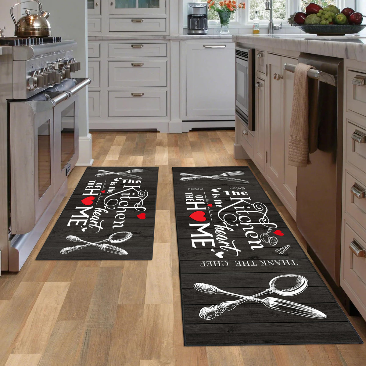Alfombra JWXCBIM cocina de estilo granja blanco y negro para interiores.