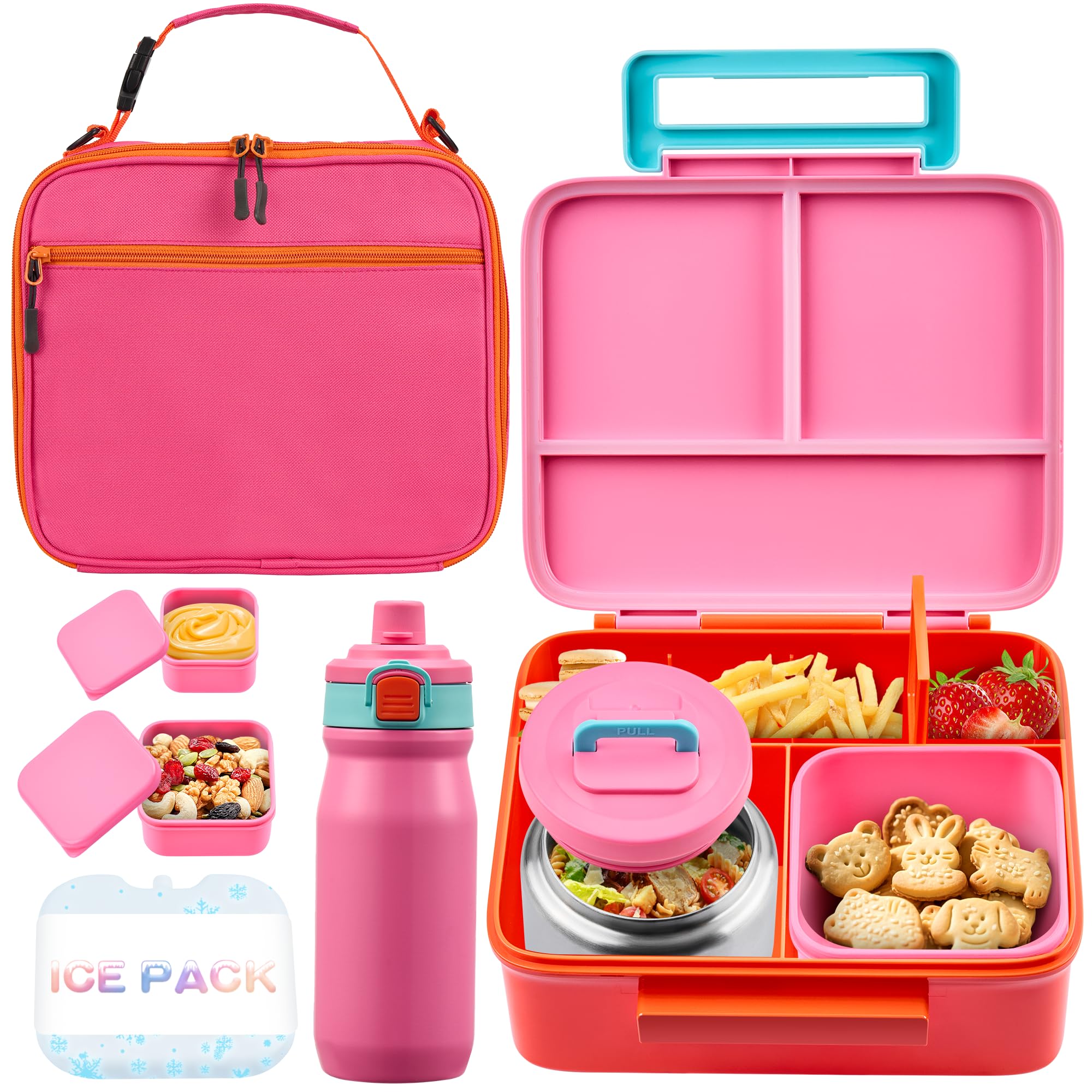 Lonchera JXXM para niñas rosa lista para el día escolar.