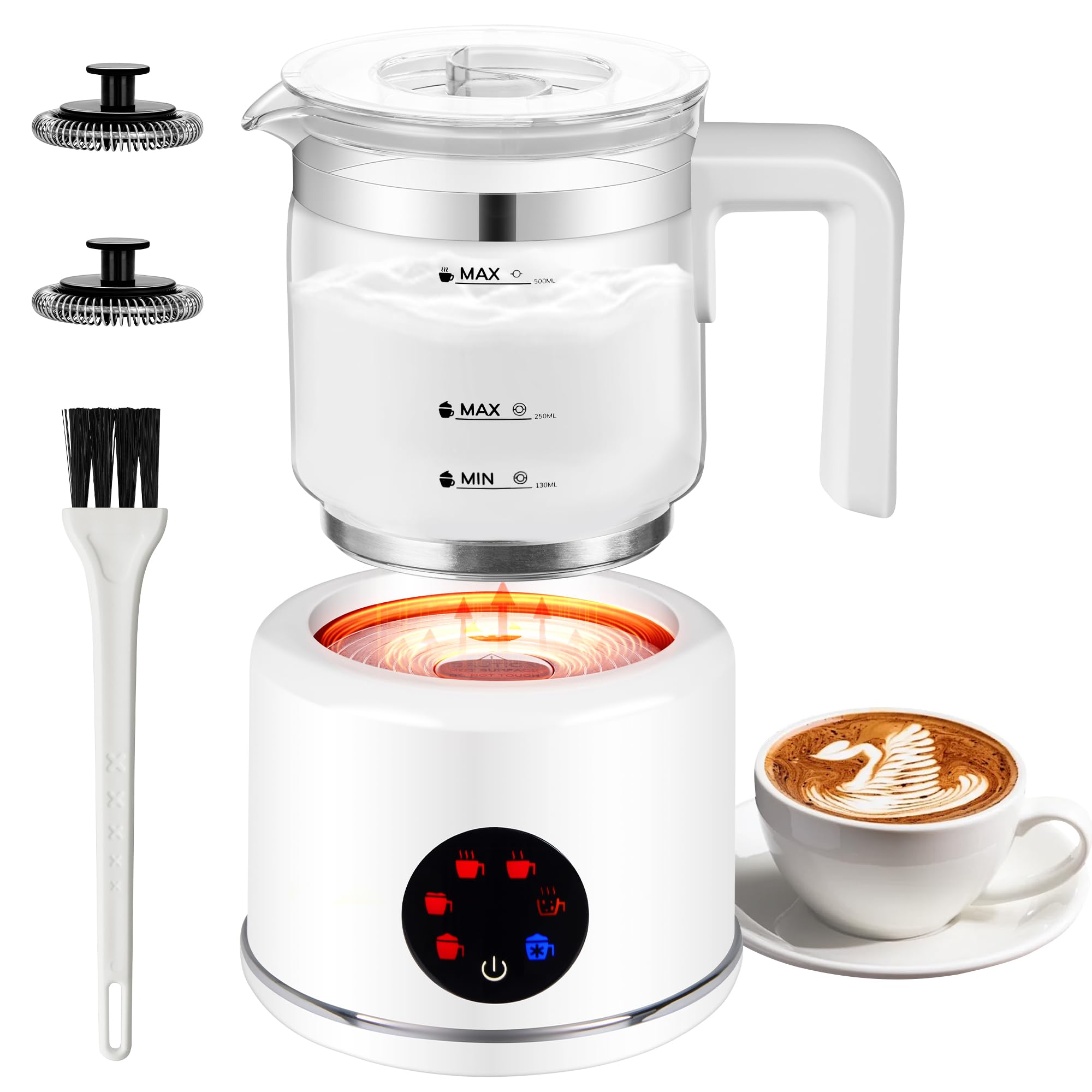 Espumador de leche JXXM 6 en 1, vista frontal, ideal para bebidas caseras.
