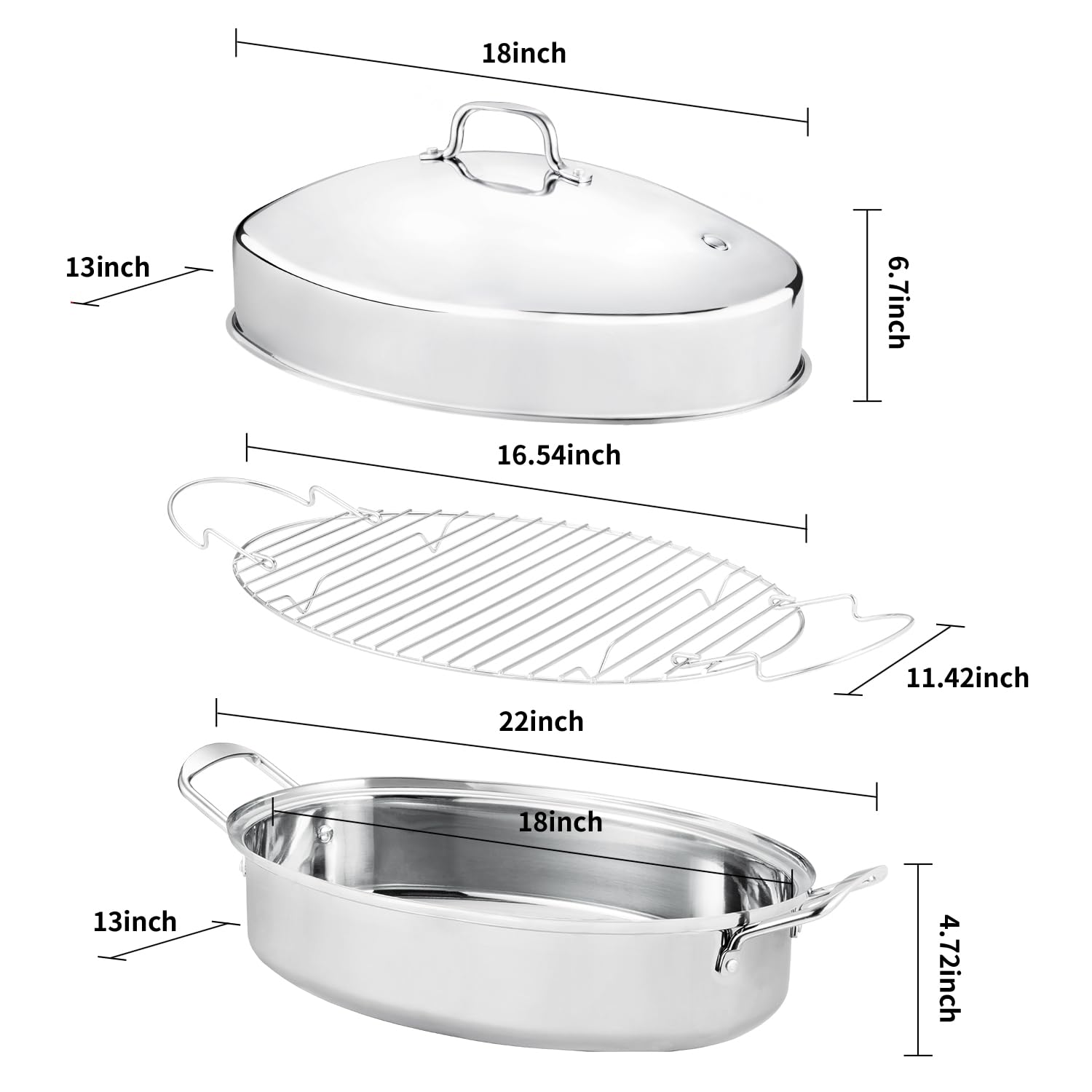 Bandeja para asados JY COOKMENT con acero inoxidable 0,7 mm duradera