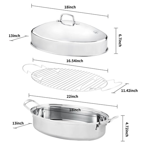 Bandeja para asados JY COOKMENT con acero inoxidable 0,7 mm duradera