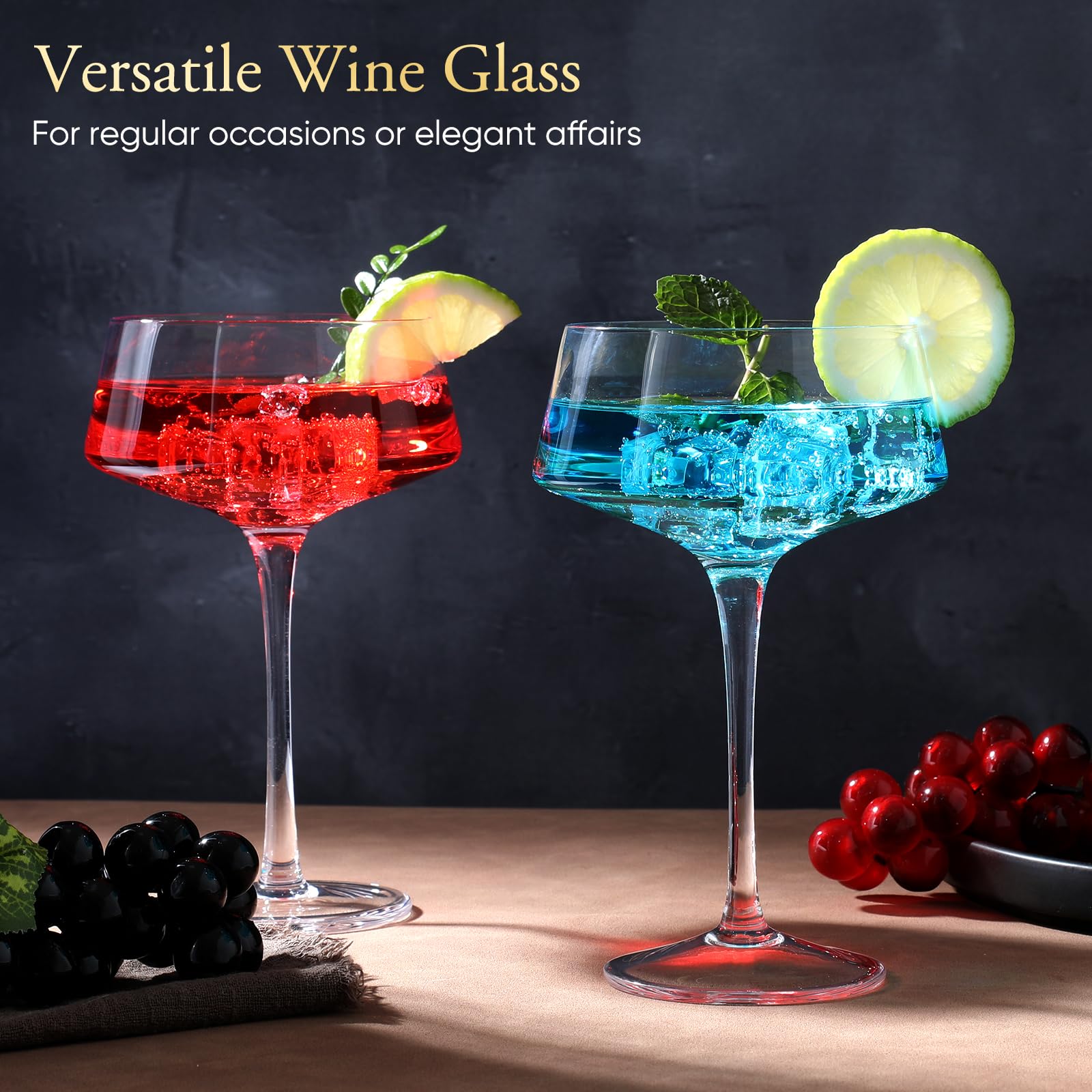 Vaso cristal claro de JYB&XY, elegancia que realza colores de la bebida.