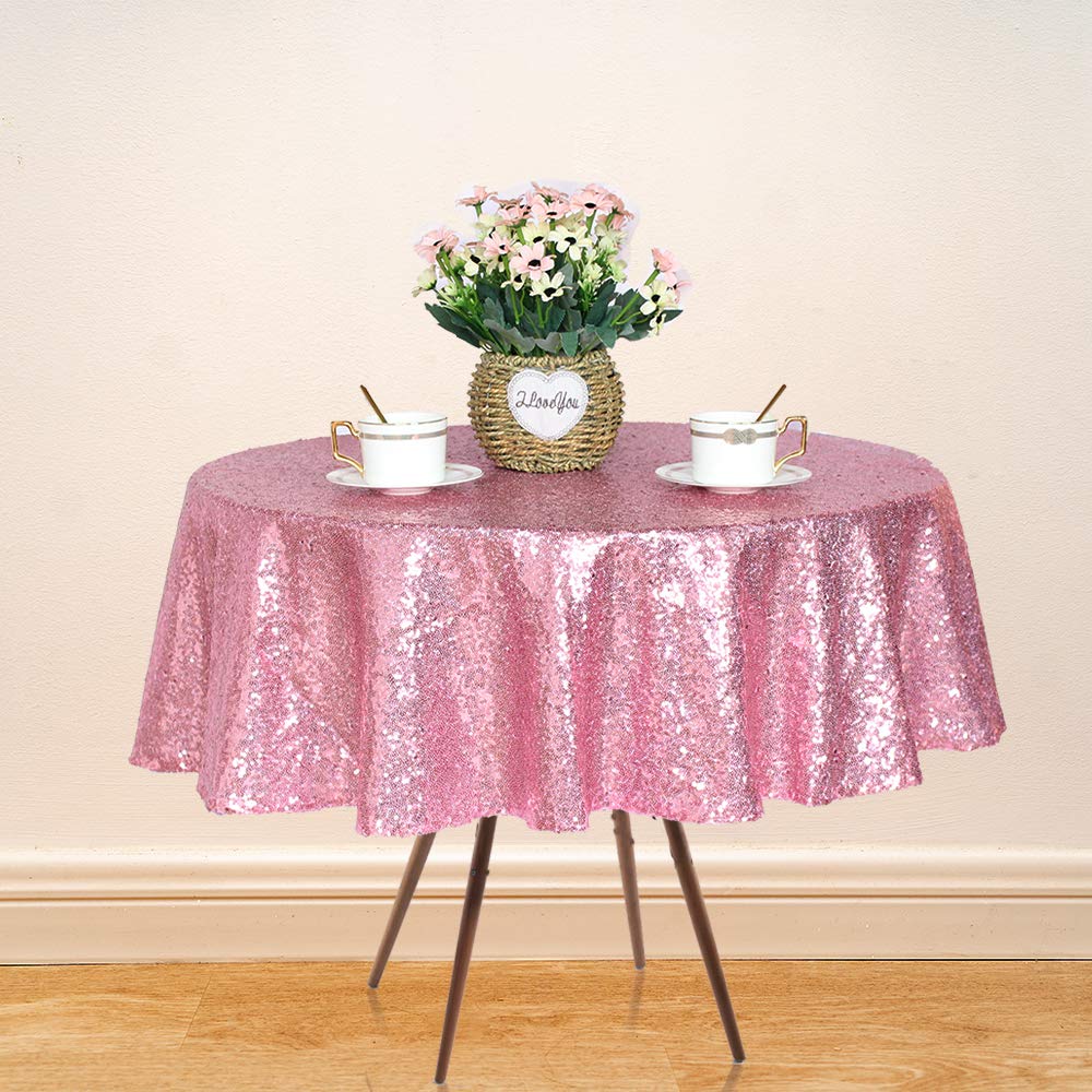 Decoración de mesa rosa de lentejuelas JYFLZQ para escena y evento