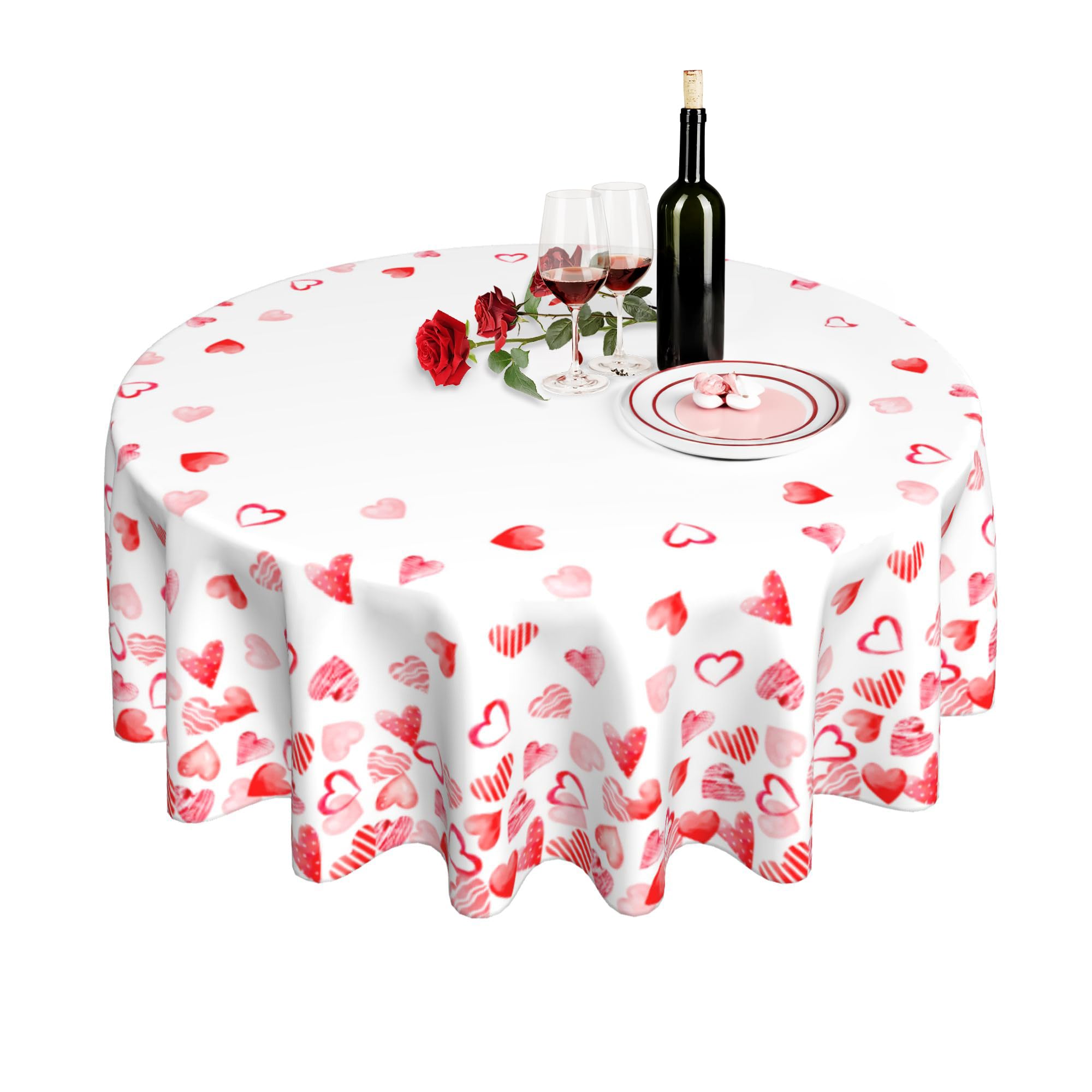 Mantel redondo JYKCUL con corazones para cena romántica elegante