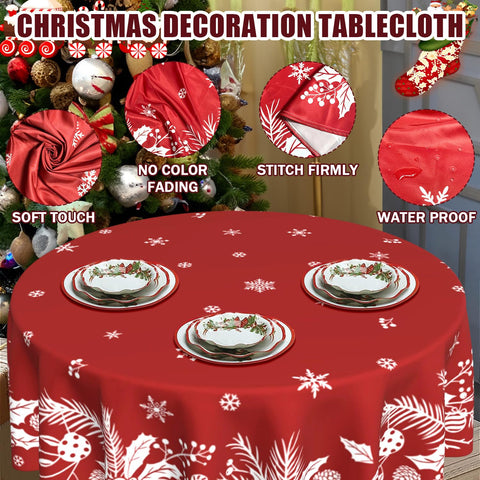 Mantel rojo clásico de JYKCUL, fondo navideño para mesas festivas
