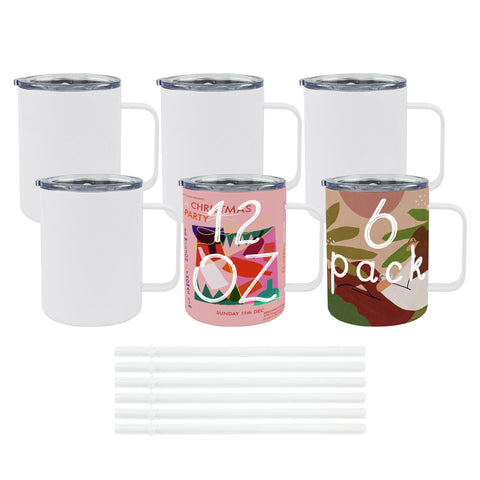 Taza JYLJINGYULI 12 oz con asa y tapa, ideal para sublimación de regalos.