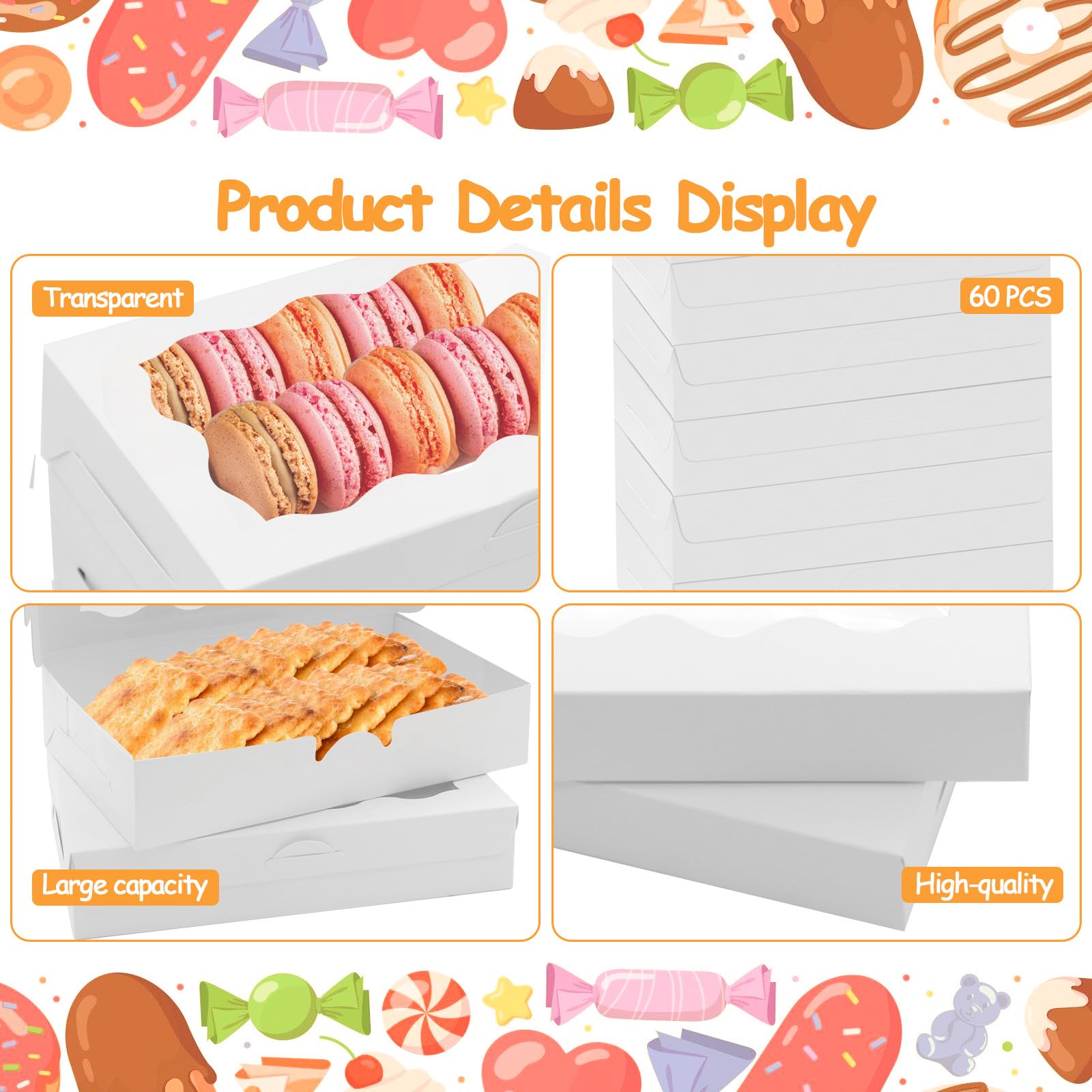 Cajas Jyongmer para repostería con ventana clara para exhibir dulces.