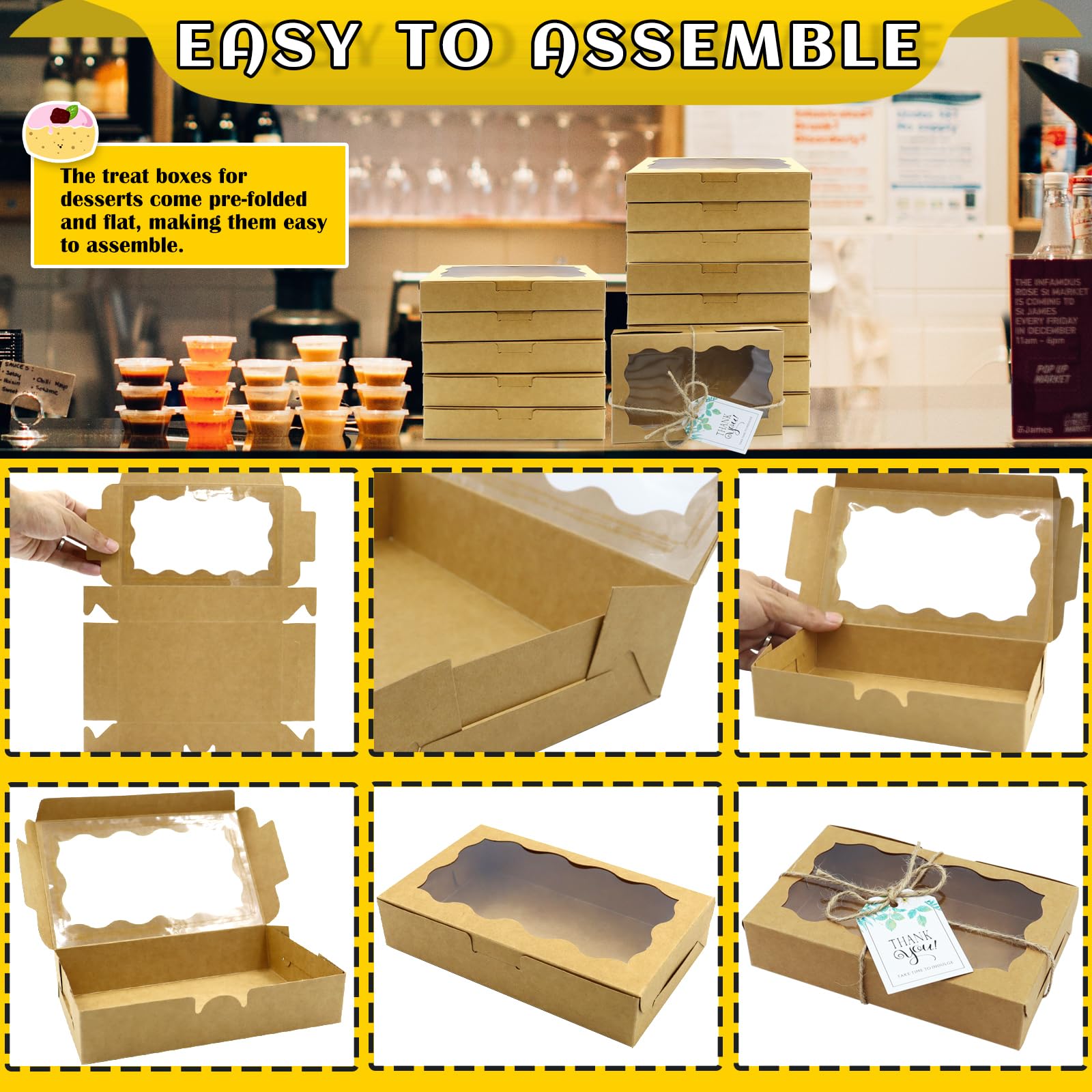 Ventana de PVC Jyongmer: visibilidad atractiva de dulces y pasteles.