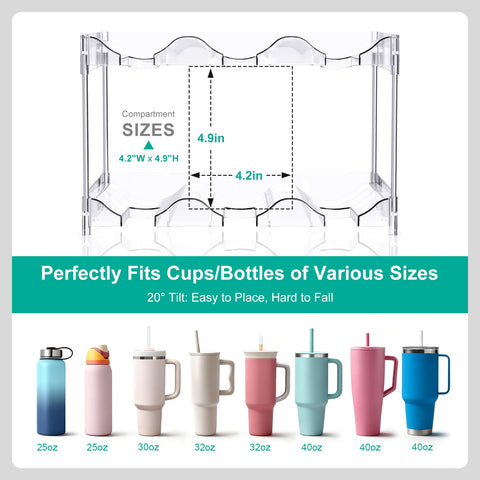Organizador JYPS compatible universalmente con botellas y tazas aisladas.