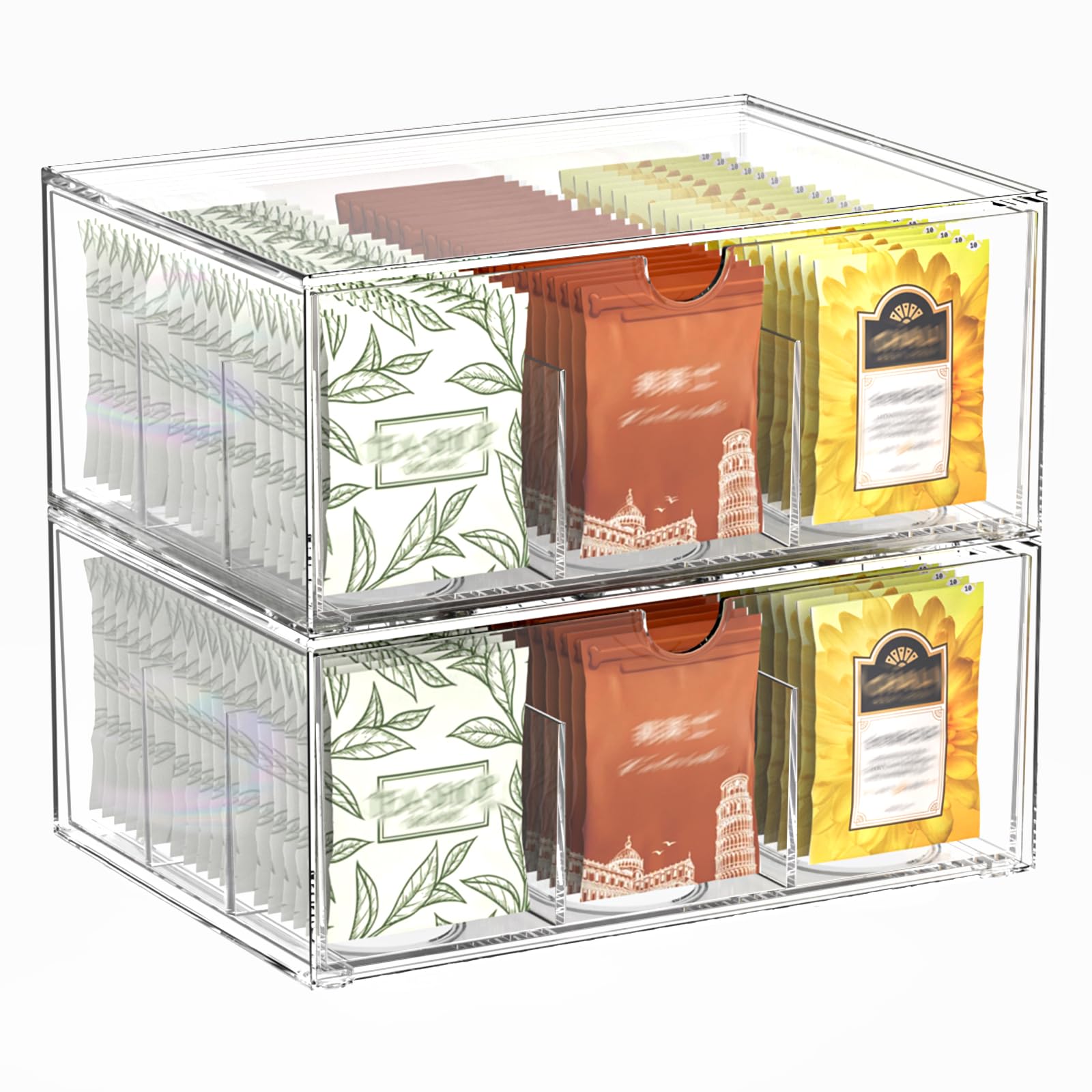 Jywantful organizador de cajones claros 2 piezas para té, acceso rápido