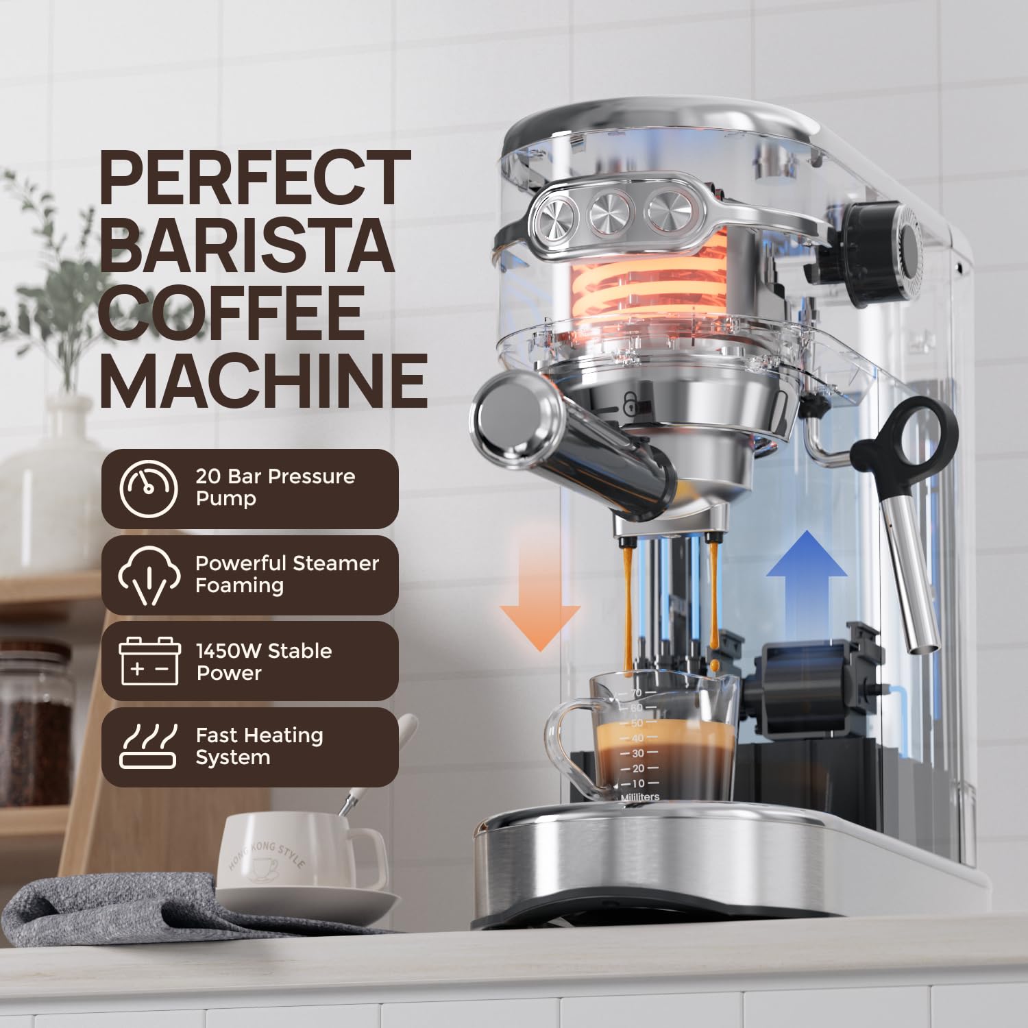 Espumador de leche JZ.CAFE para microespuma ideal en cappuccinos.