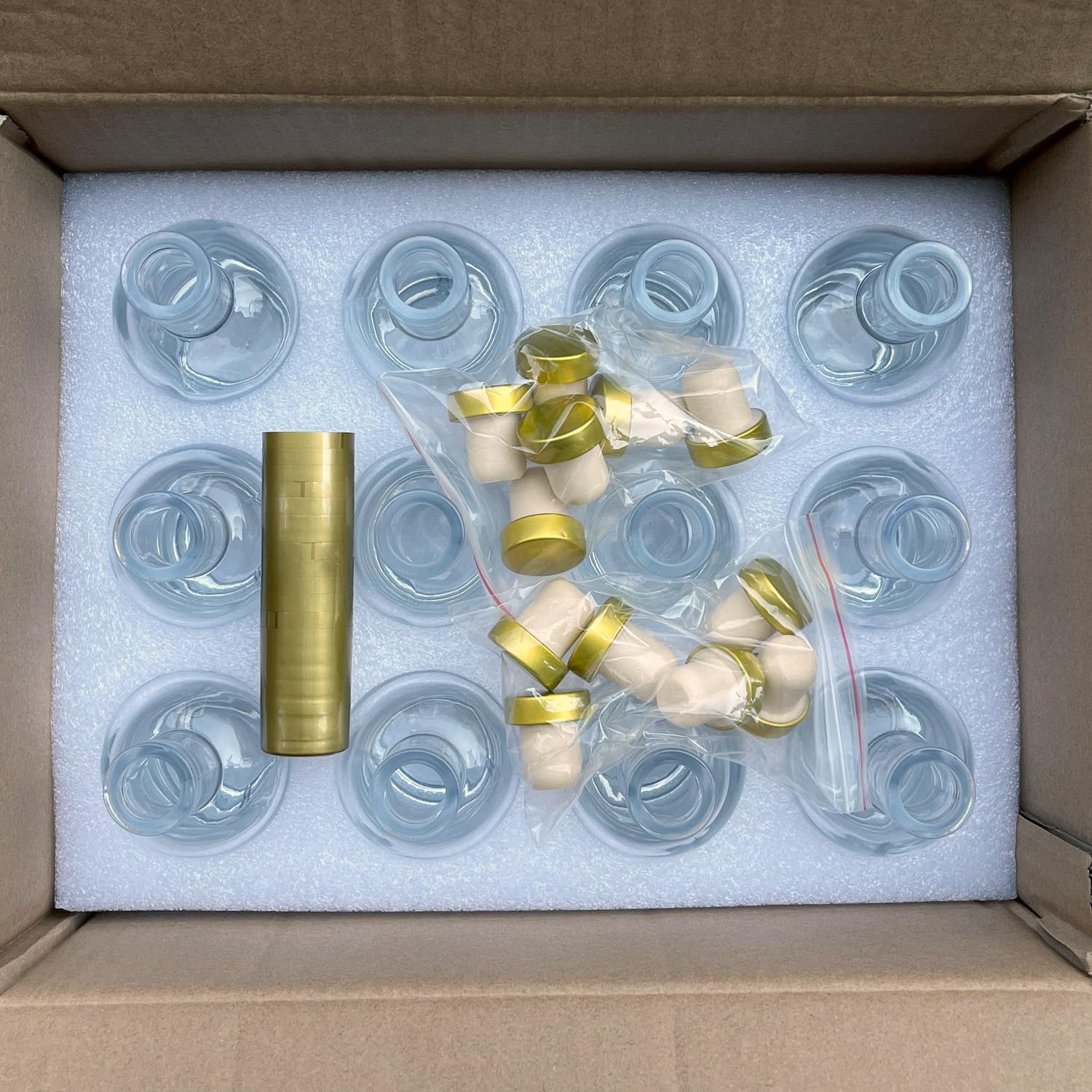 Pack de 12 botellas Kaachli de vidrio claro para almacenamiento