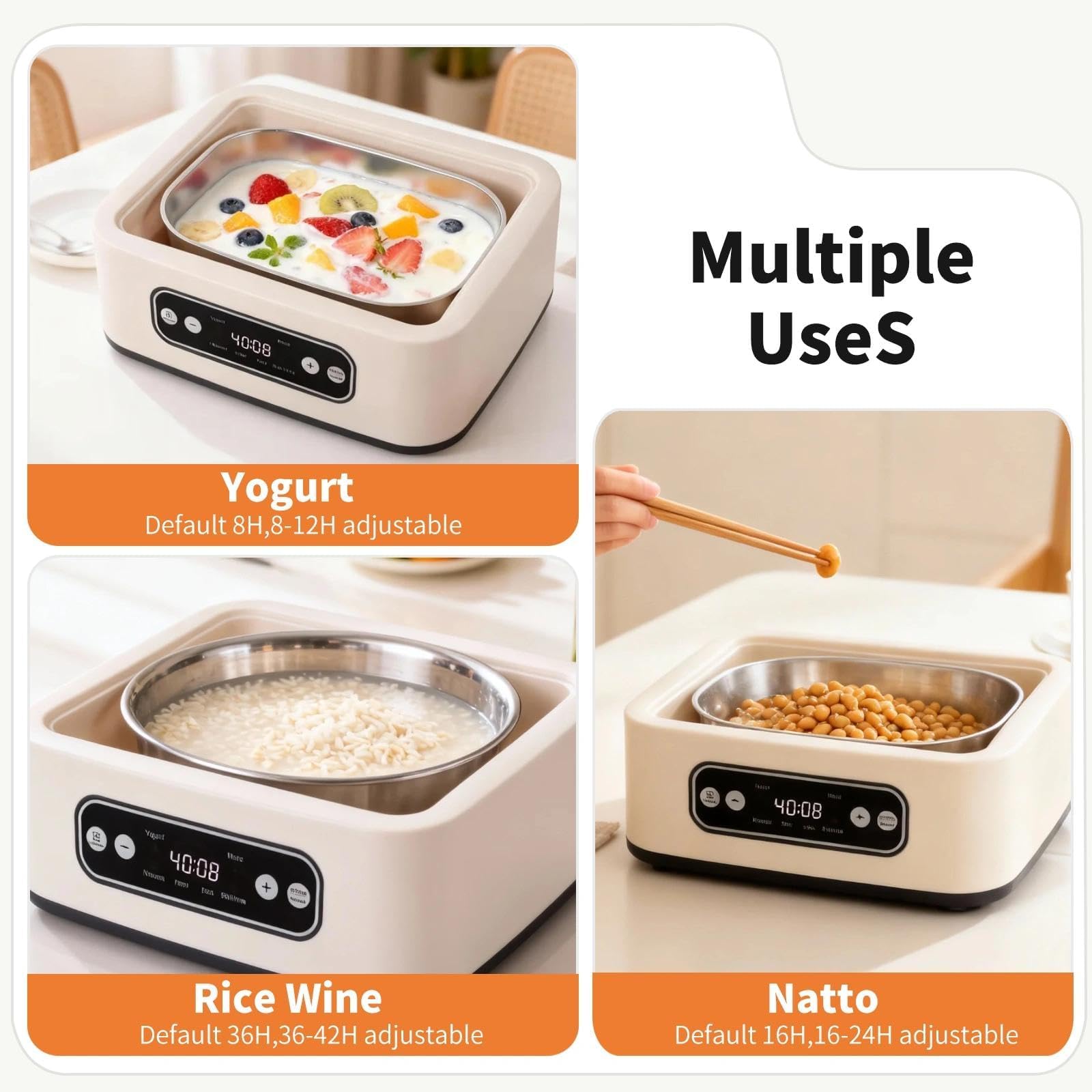 Yogurtera Kaaeiccr en acero inoxidable sin BPA para seguridad alimentaria