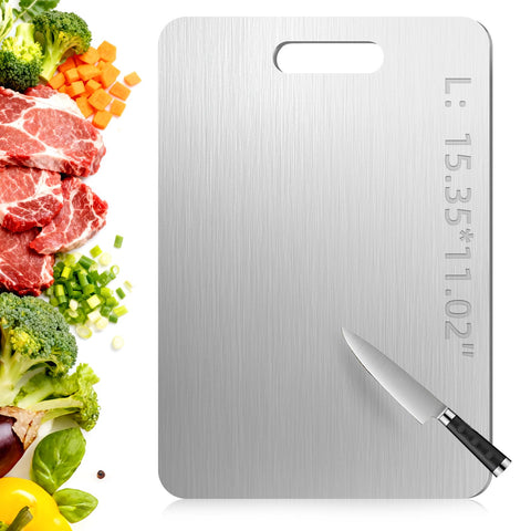 Kacitalone Tavano: tabla de titanio con doble cara para verduras y carnes, higiénica.