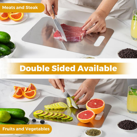 Kacitalone Tavano: tabla titanio doble cara facilita picar frutas y carnes.