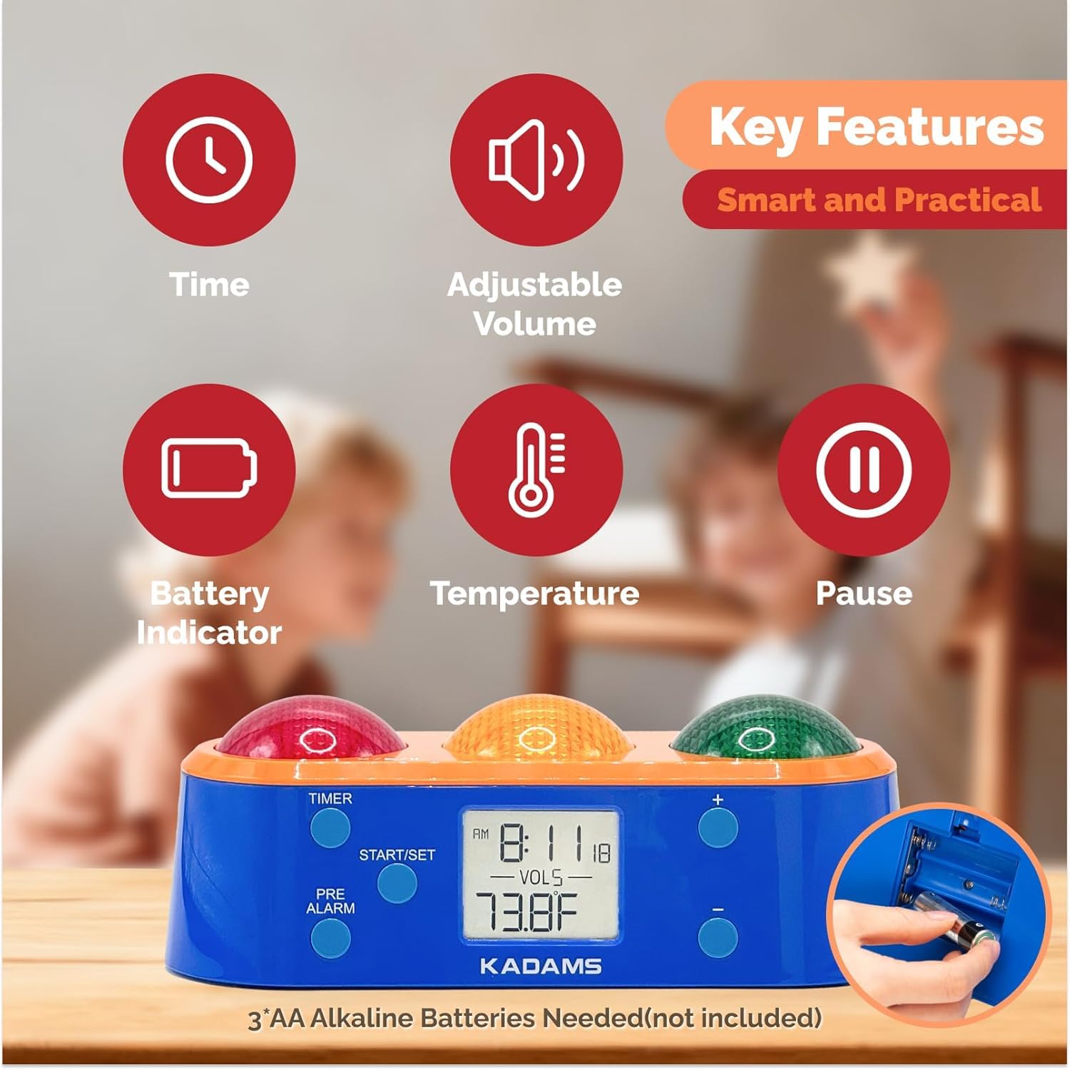 KADAMS alarma visual con volumen ajustable para necesidades especiales