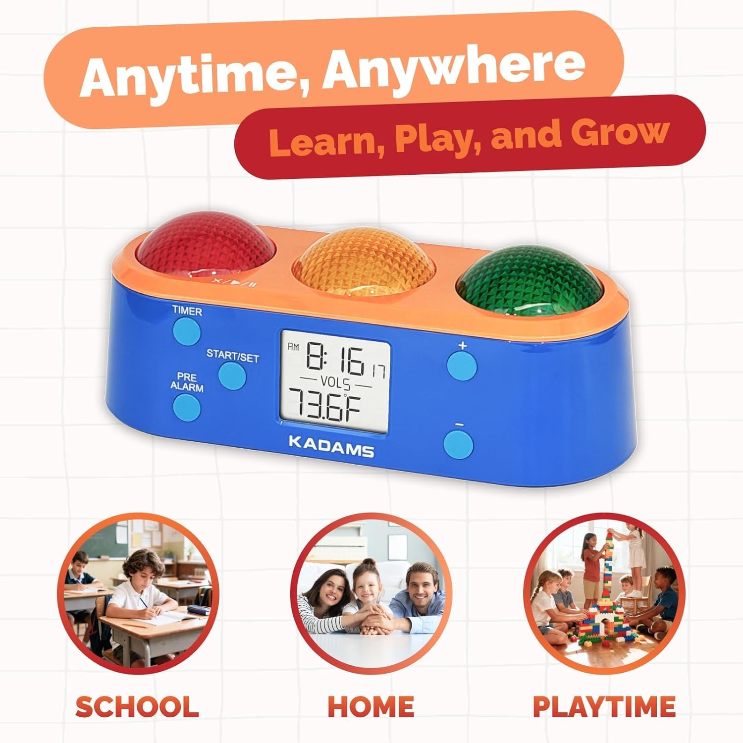 KADAMS reloj con temperatura interior para clase y aprendizaje