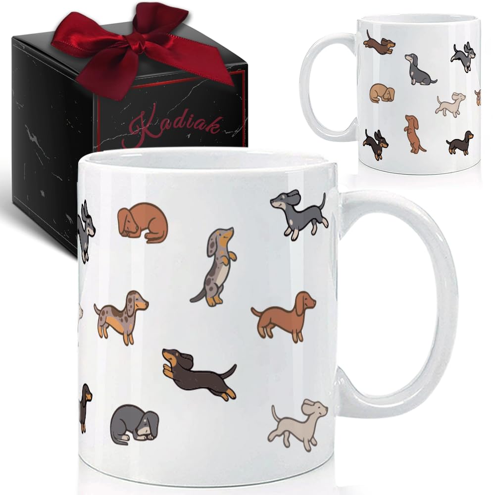 Taza Kadiak con dachshund divertido para comenzar la mañana con tu café
