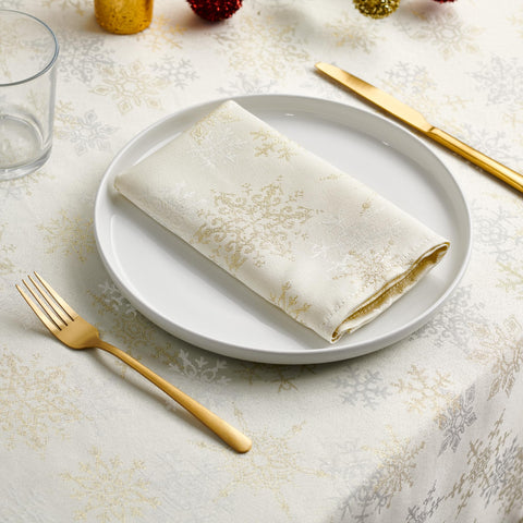 Kadut mantel diseno copos nieve blanco: transforma la mesa en escenario invernal.