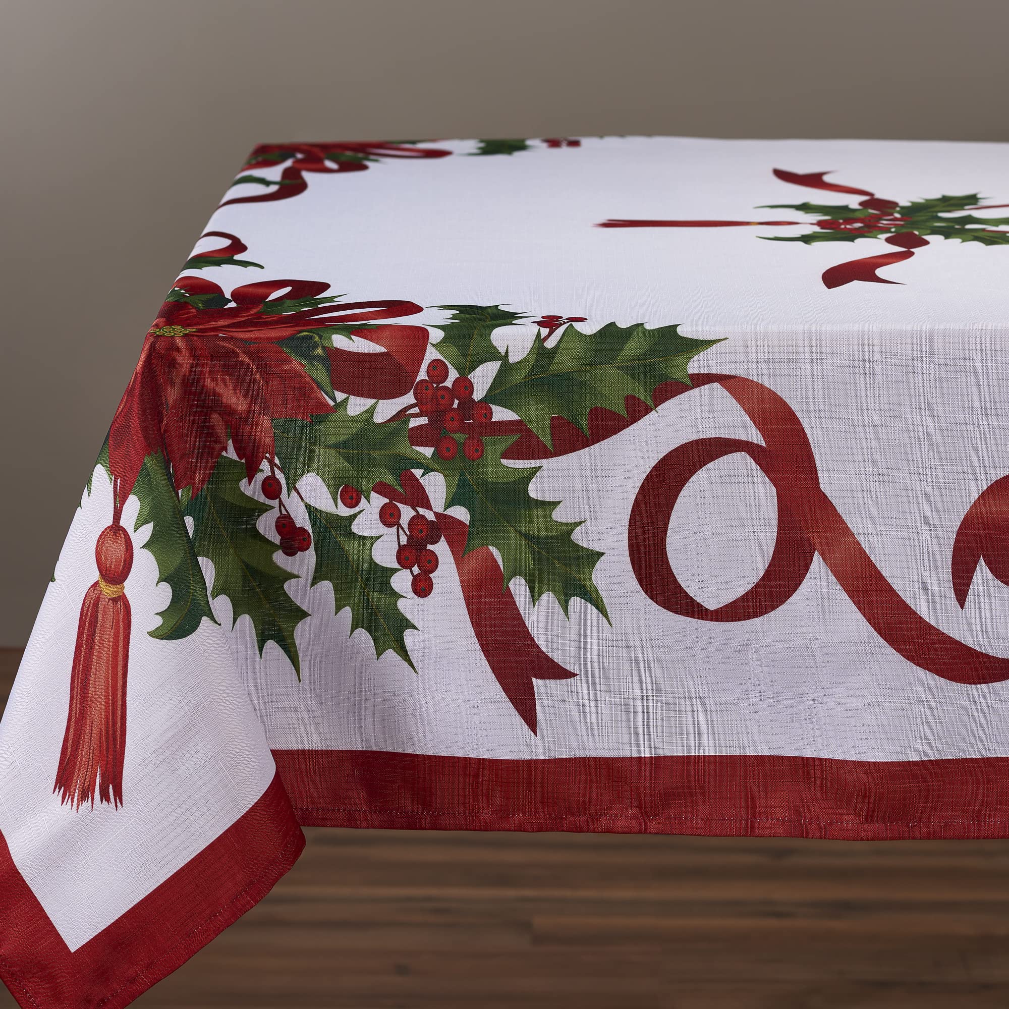 Kadut mantel rectangular 8 pies, caída de 15 pulgadas para una mesa elegante.