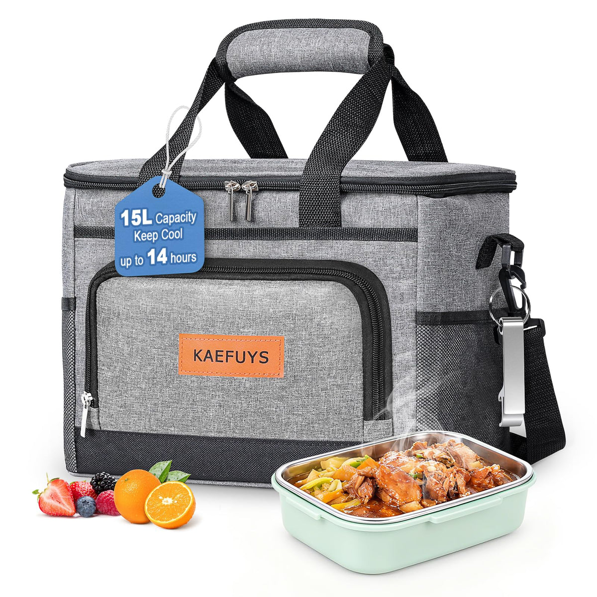 KAEFUYS bolsa termica 15L, capacidad para comidas y bebidas.