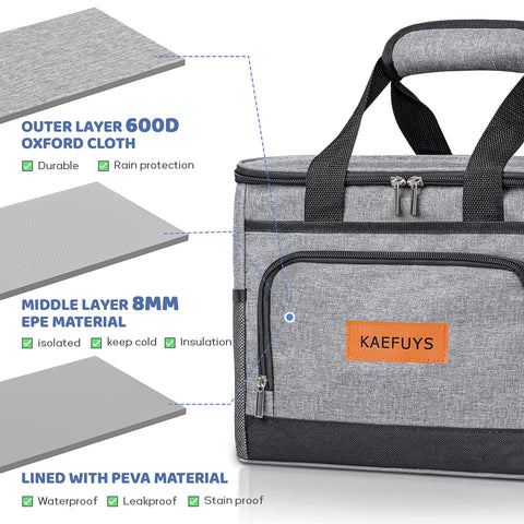 KAEFUYS bolsa termica 15L, costuras selladas para evitar derrames.
