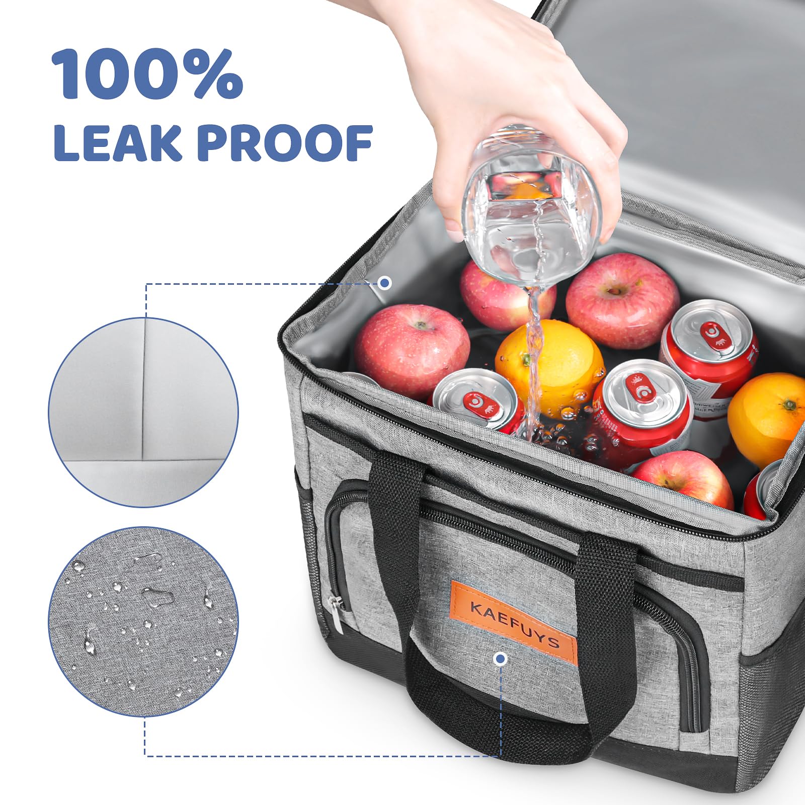 KAEFUYS bolsa termica 15L, interior PEVA impermeable y seguro.