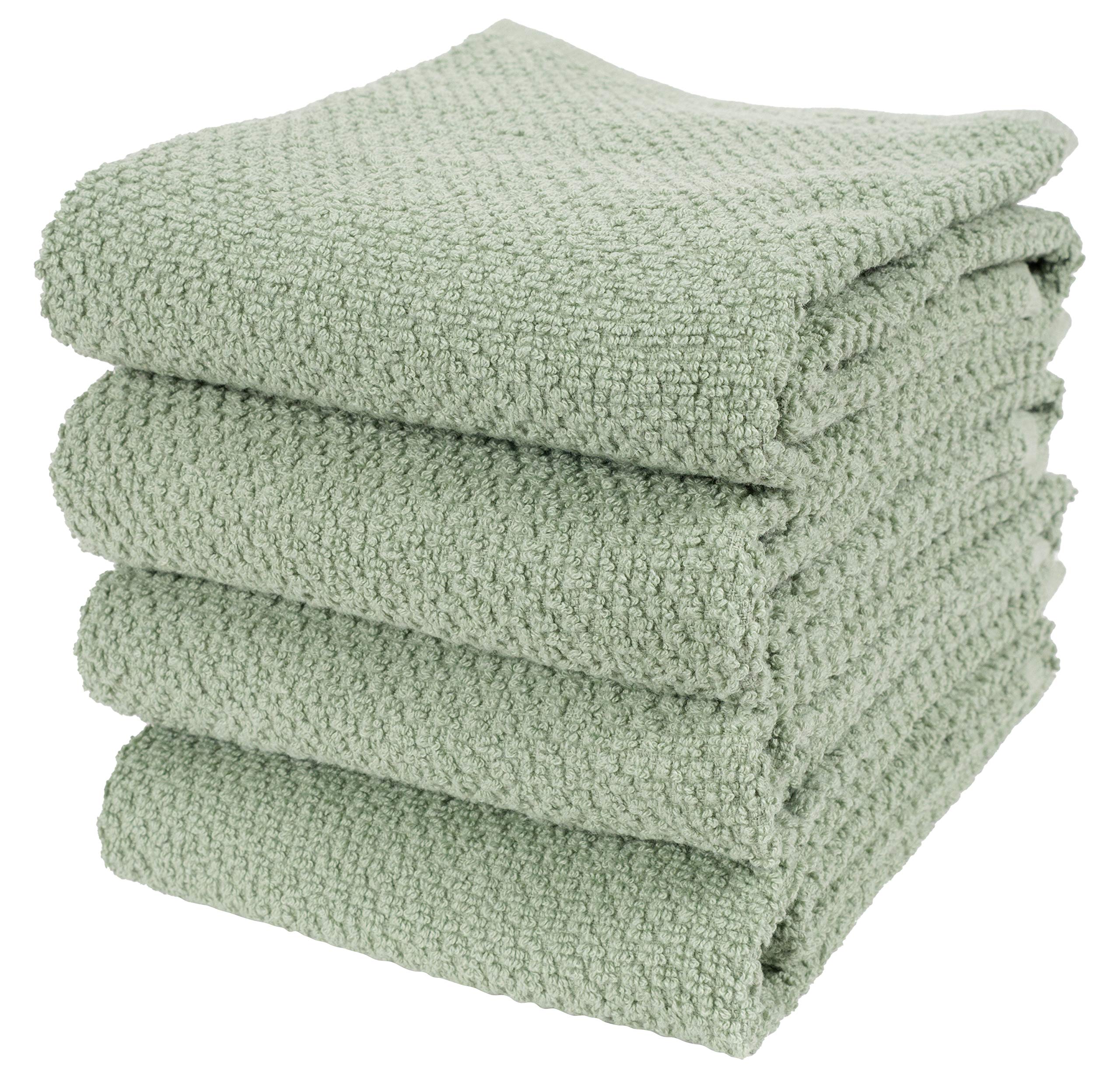 KAF Home toallas cocina terry Deluxe Popcorn, verde francés, absorbentes para derrames.