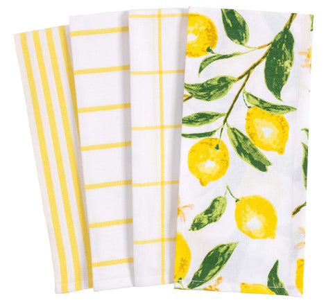 Toalla de cocina KAF Home con estampado de limones para decorar y secar.