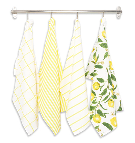 Toallas tejidas con hilo amarillo de KAF Home, suaves y absorbentes.