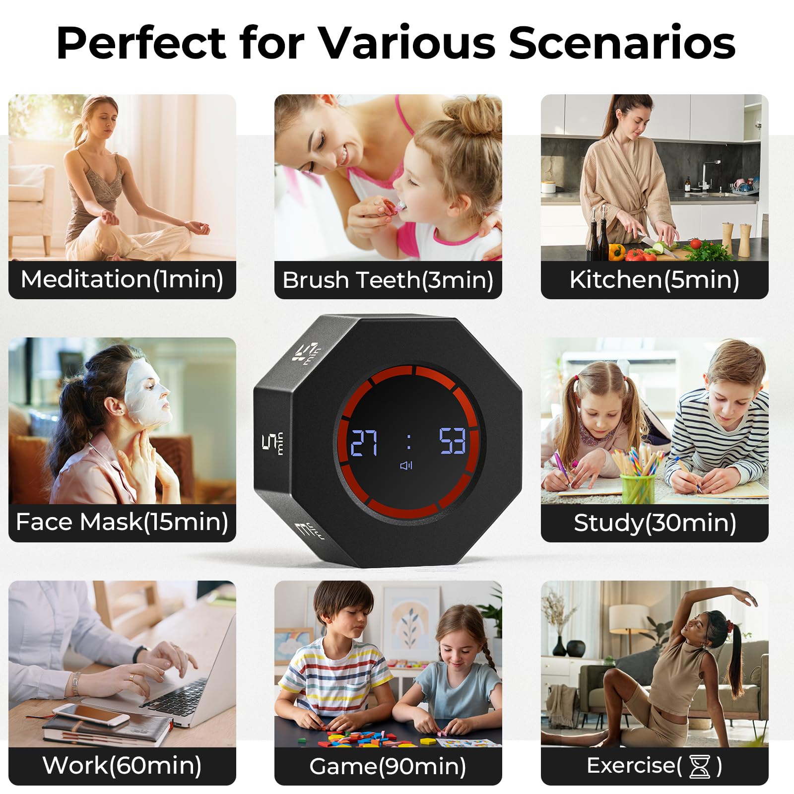 Kaflin Reloj Pomodoro carcasa ABS de alta durabilidad y diseño moderno