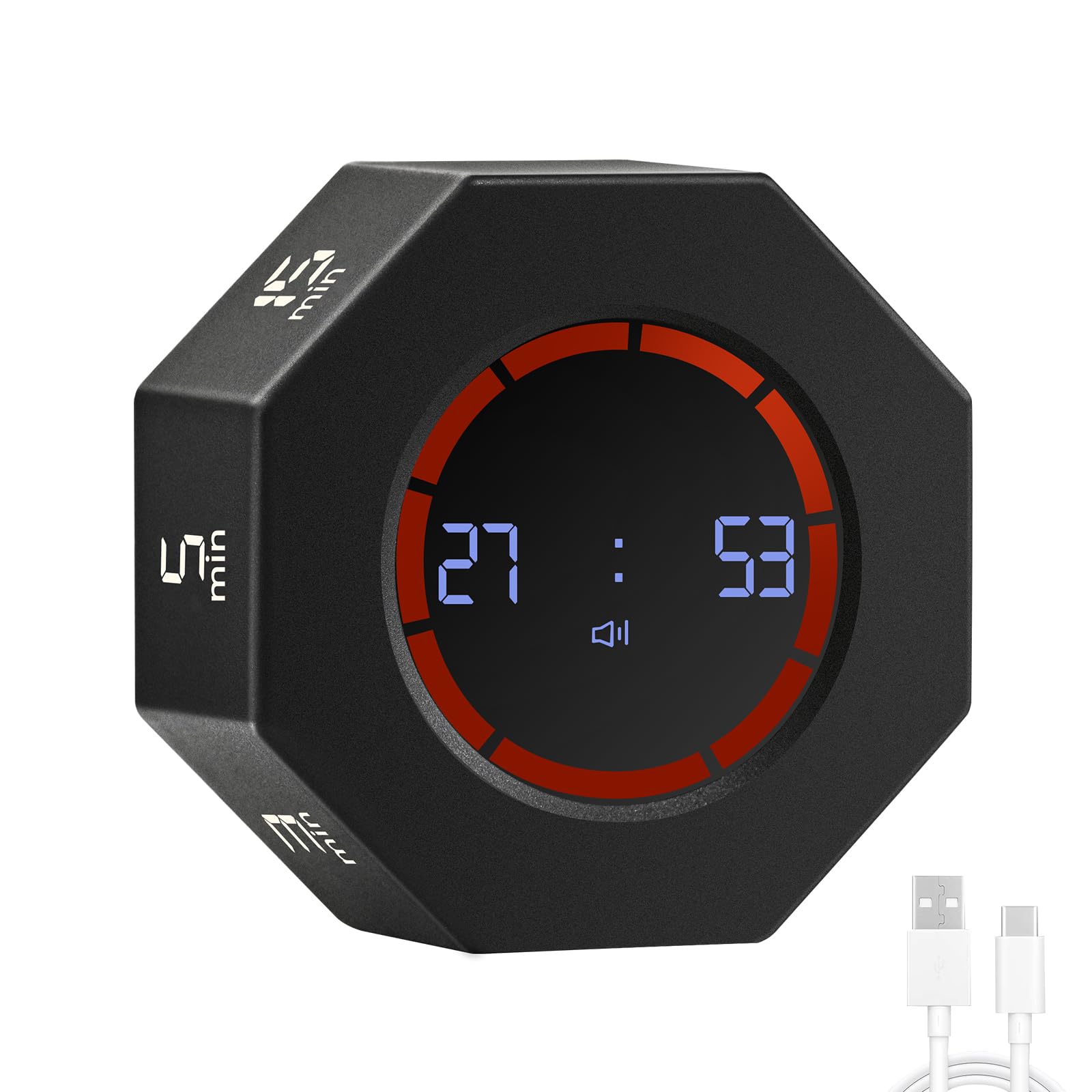 Kaflin Reloj Pomodoro con pantalla rotativa de 8 ángulos para estudio o cocina