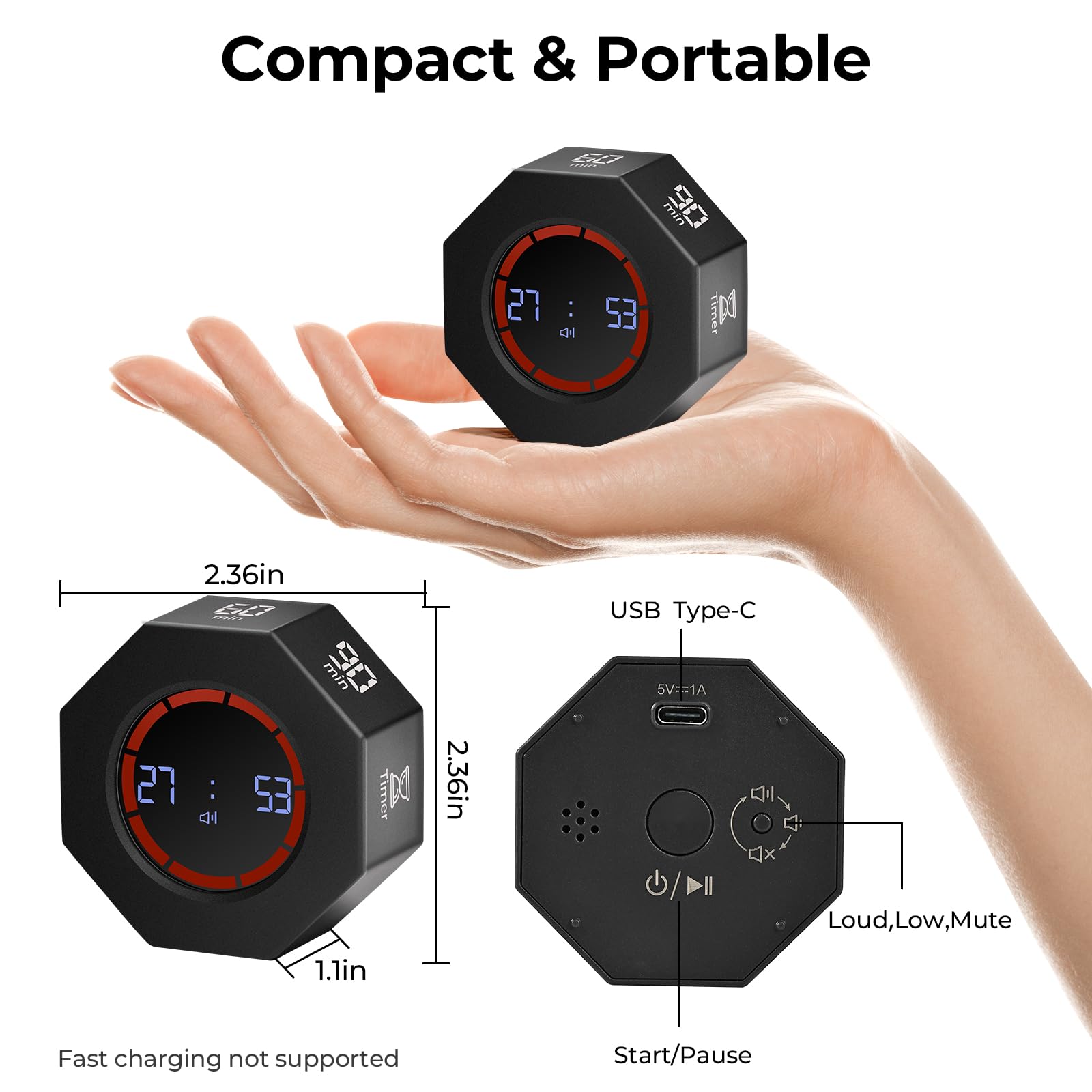 Kaflin Reloj Pomodoro sensor de gravedad ajustando la visualización