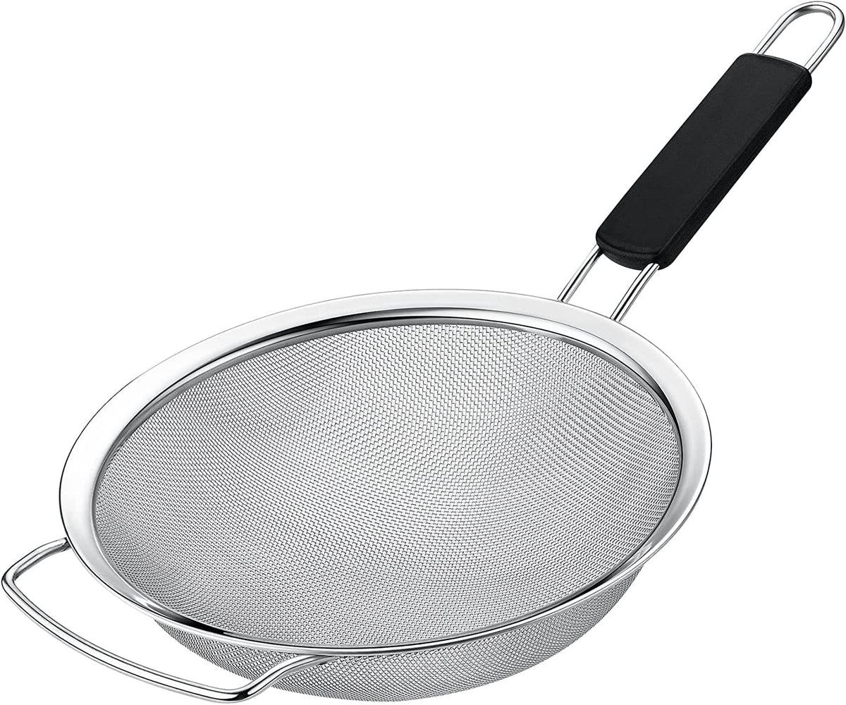 KAFOOR colador de malla fina de 7 pulgadas para escurrir pasta rápida y sin residuos.
