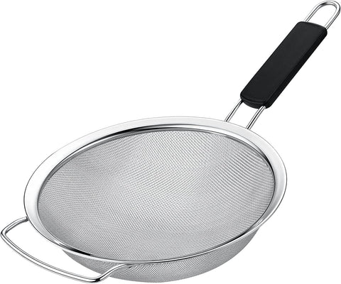 KAFOOR colador de malla fina de 7 pulgadas para escurrir pasta rápida y sin residuos.