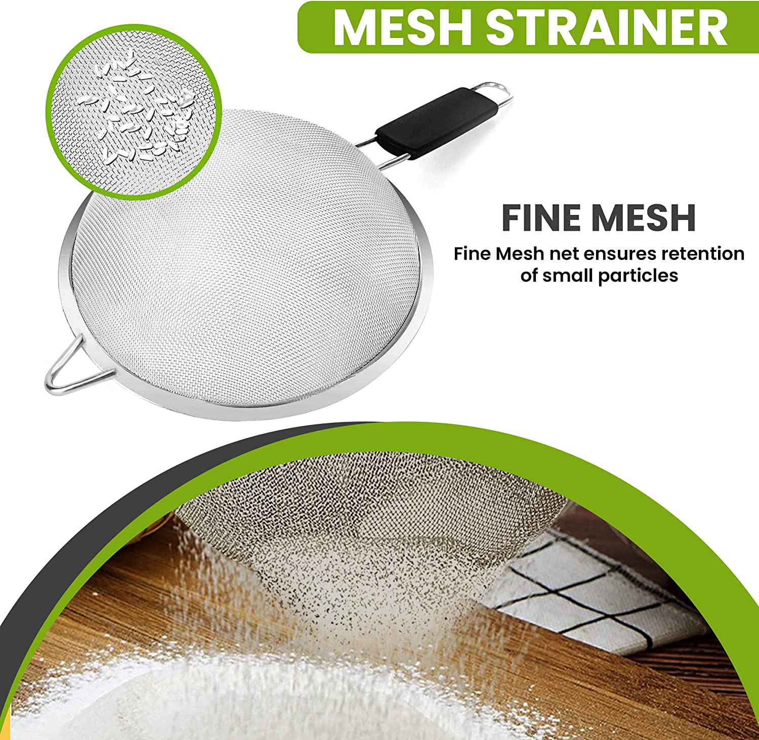 KAFOOR colador de malla fina para frutas y verduras, filtrado suave
